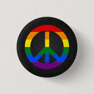 LGBT flag peace sign black button
