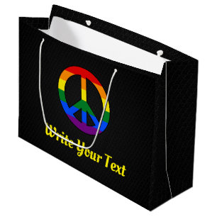LGBT flag peace sign  Large Gift Bag
