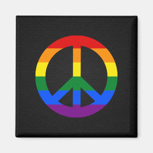 LGBT flag peace sign Magnet