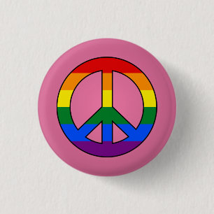 LGBT flag peace sign pink button