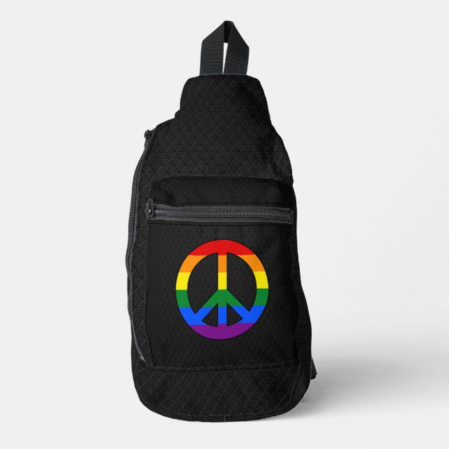 LGBT flag peace sign  Sling Bag (Front)