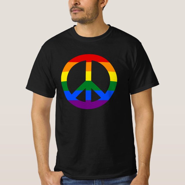 LGBT flag peace sign  T-Shirt (Front)