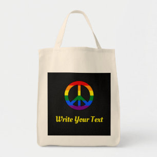 LGBT flag peace sign  Tote Bag