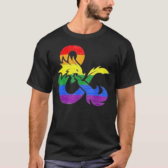 LGBT Flag Pride Role Paying D20 DnD Gaming RPG Gif T-Shirt (Front)