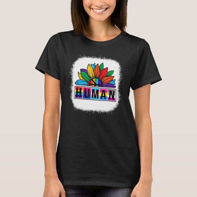 Lgbt Flag Rainbow Lesbian Gay Pride Month Sunflowe T-Shirt (Front)