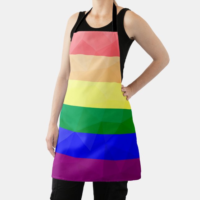 LGBT flag rainbow lines geometric mesh pattern Apron (Insitu)