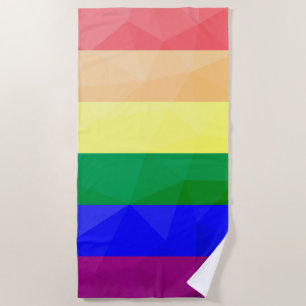 LGBT flag rainbow lines geometric mesh pattern Beach Towel