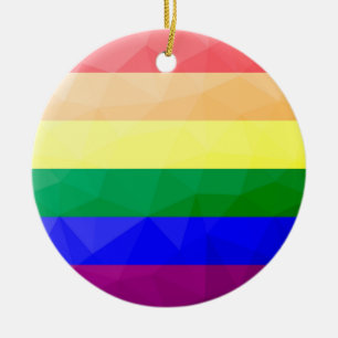 LGBT flag rainbow lines geometric mesh pattern Ceramic Tree Decoration