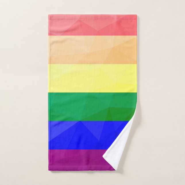 LGBT flag rainbow lines geometric mesh pattern Hand Towel (Hand Towel)