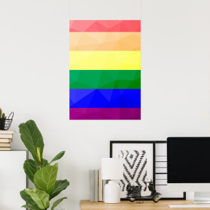 LGBT flag rainbow lines geometric mesh pattern Poster