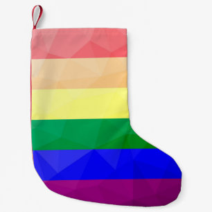 LGBT flag rainbow lines geometric mesh pattern Small Christmas Stocking