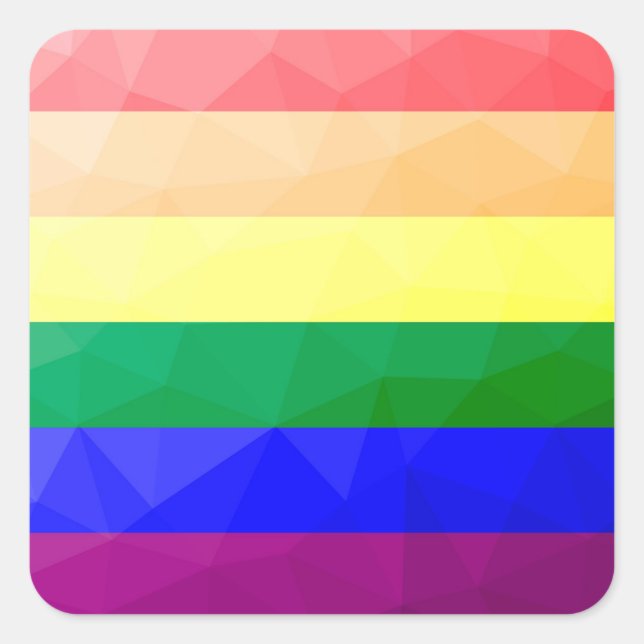 LGBT flag rainbow lines geometric mesh pattern Square Sticker (Front)