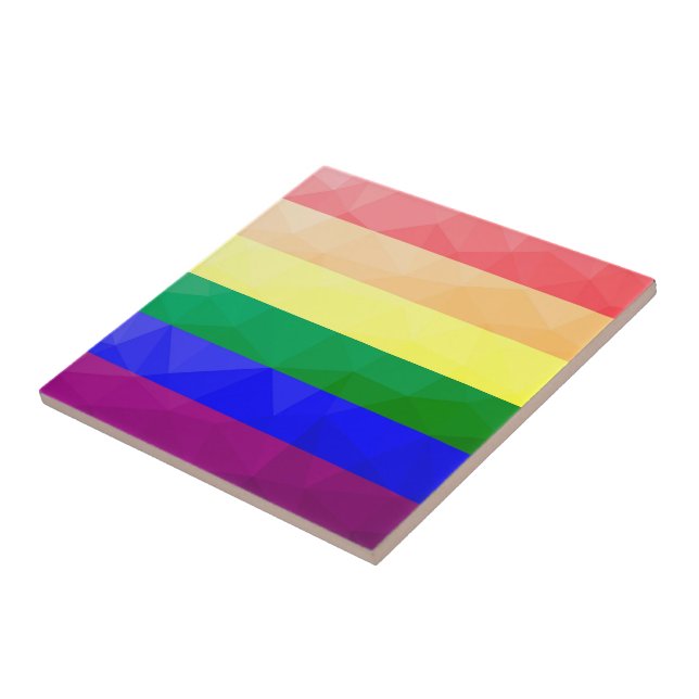 LGBT flag rainbow lines geometric mesh pattern Tile (Side)
