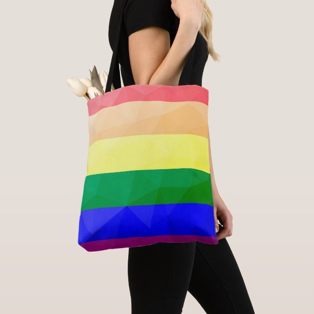 LGBT flag rainbow lines geometric mesh pattern Tote Bag (Close Up)