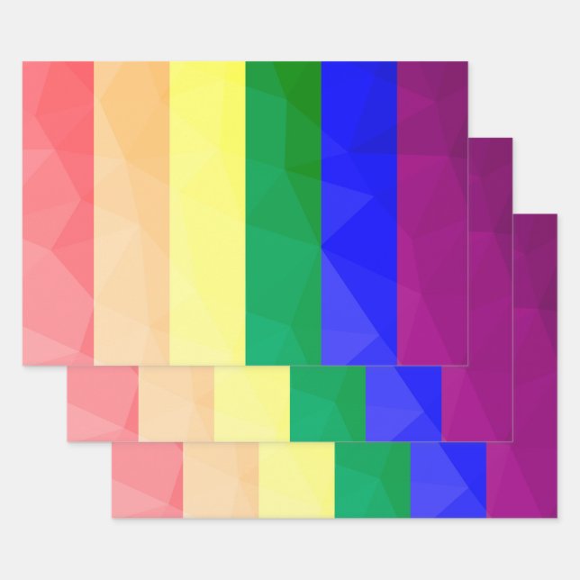 LGBT flag rainbow lines geometric mesh pattern Wrapping Paper Sheet (Set)