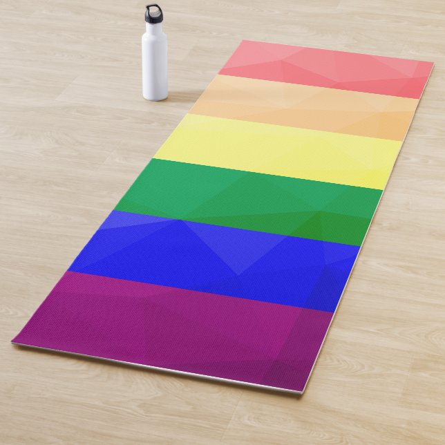 LGBT flag rainbow lines geometric mesh pattern Yoga Mat (In Situ)