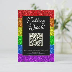 LGBT flag rainbow sparkles gay lesbian wedding Enclosure Card