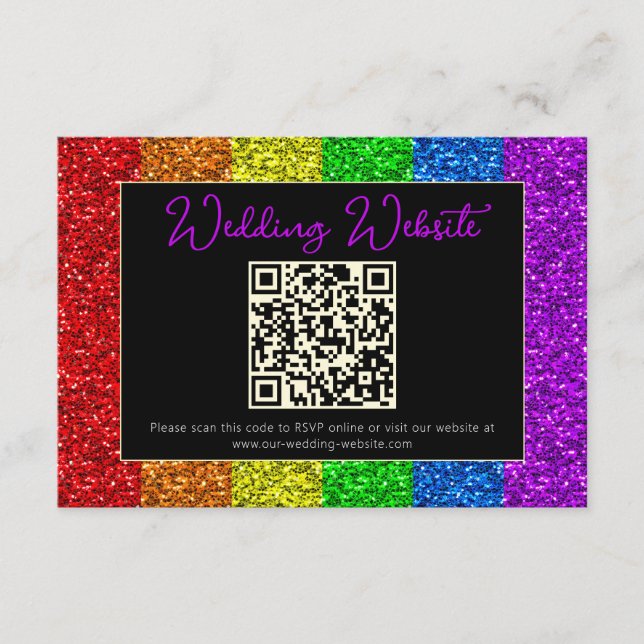 LGBT flag rainbow sparkles gay lesbian wedding Enclosure Card (Front)
