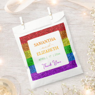 LGBT flag rainbow sparkles wedding Thank you Favour Bags