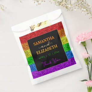 LGBT flag rainbow sparkles wedding Thank you Favour Bags
