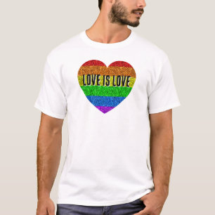 LGBT flag sparkles heart love is love Custom text T-Shirt