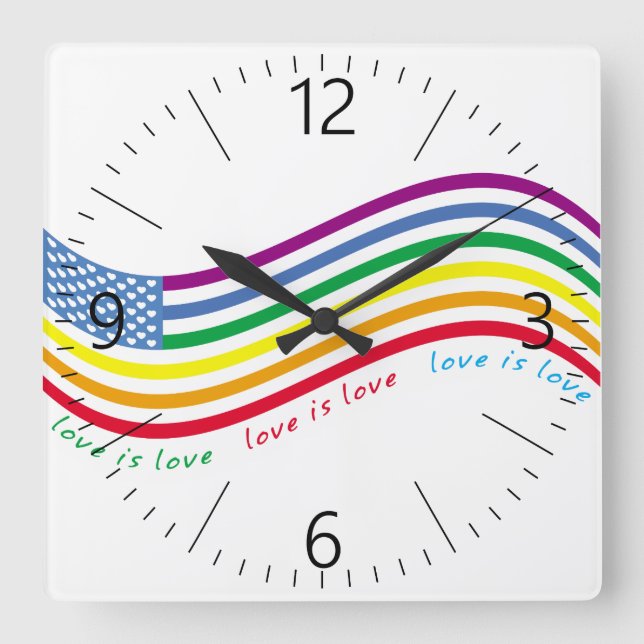 LGBT flag Square Wall Clock (Front)
