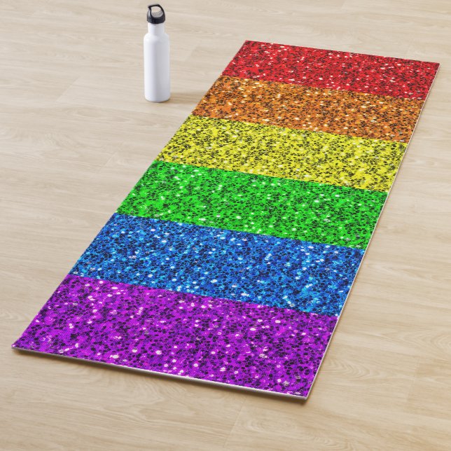 LGBT flag vibrant rainbow glitter sparkle pride Yoga Mat (In Situ)