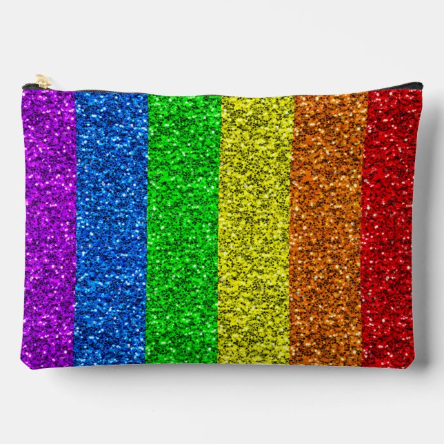 LGBT flag vibrant rainbow glitter sparkles Accessory Pouch (Front)