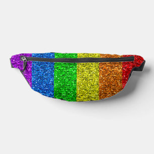 LGBT flag vibrant rainbow glitter sparkles Bum Bags