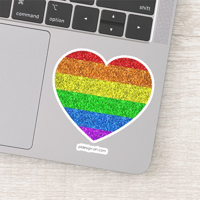 LGBT flag vibrant rainbow glitter sparkles heart (Detail)