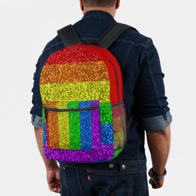 LGBT flag vibrant rainbow glitter sparkles Printed Backpack (Insitu (Model))