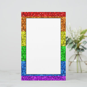 LGBT flag vibrant rainbow glitter sparkles Stationery