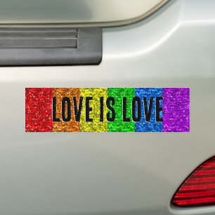 LGBT flag vibrant Sparkle Love text customise Bumper Sticker