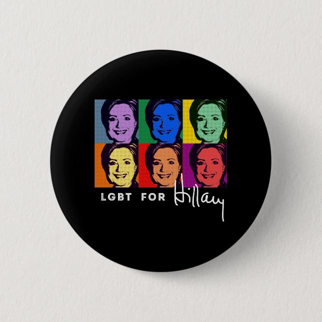 LGBT for Hillary Clinton - Pop Art -.png 6 Cm Round Badge (Front)