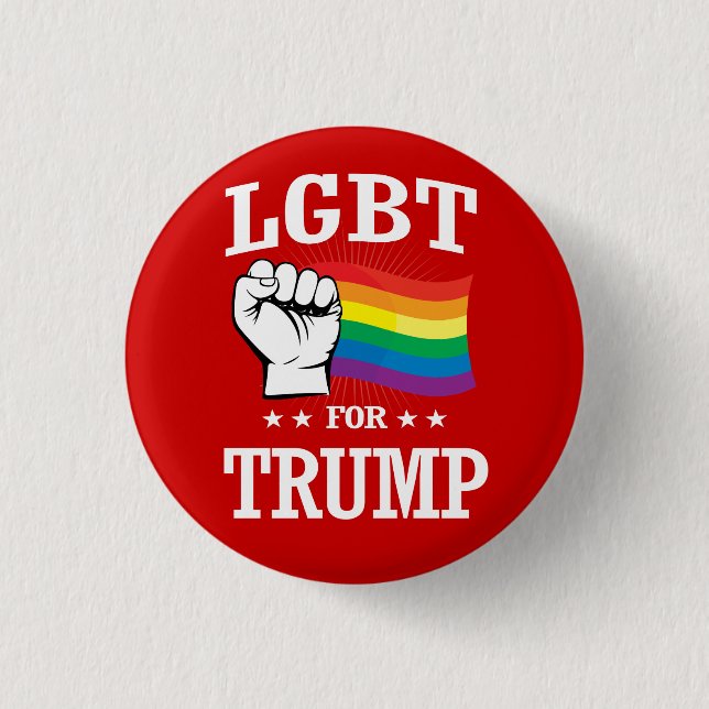 LGBT FOR TRUMP 3 CM ROUND BADGE (Front)