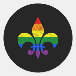 Lgbt French Fleur De Lis Gay Pride Month Rainbow M Classic Round Sticker