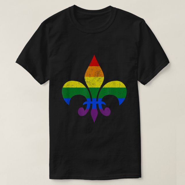 LGBT French Fleur De Lis Gay Pride Month Rainbow M T-Shirt (Design Front)
