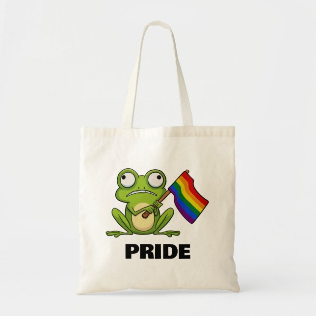 LGBT Frog With Pride Flag Tote Bag (Front)