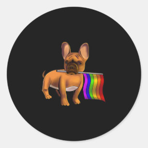Lgbt Gay French Bulldog Gay Dog Paw Lgbt Pride  Classic Round Sticker