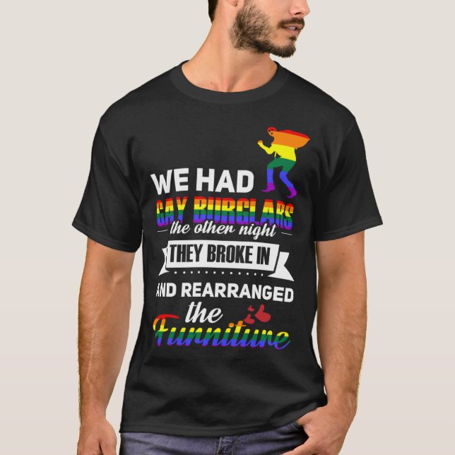 LGBT Gay Lesbian Bisexual Pride Burglars T-Shirt (Front)