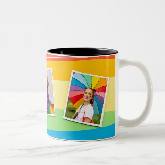 LGBT Gay Lesbian Modern Personalised Name Photo Two-Tone Coffee Mug (Right)