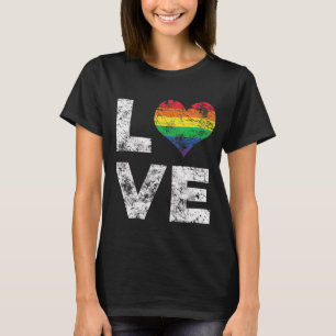 Lgbt Gay Lesbian Pride Flag Vintage Love Heart Pri T-Shirt