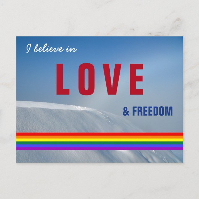 LGBT Gay Love and Freedom Winter Photo Postcard (Front)
