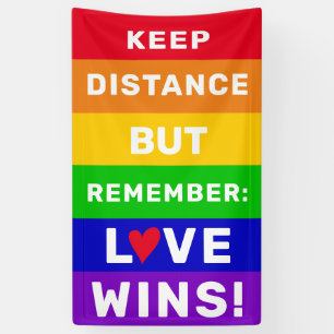 LGBT Gay pride 2020 keep distance, Love Wins quote Banner