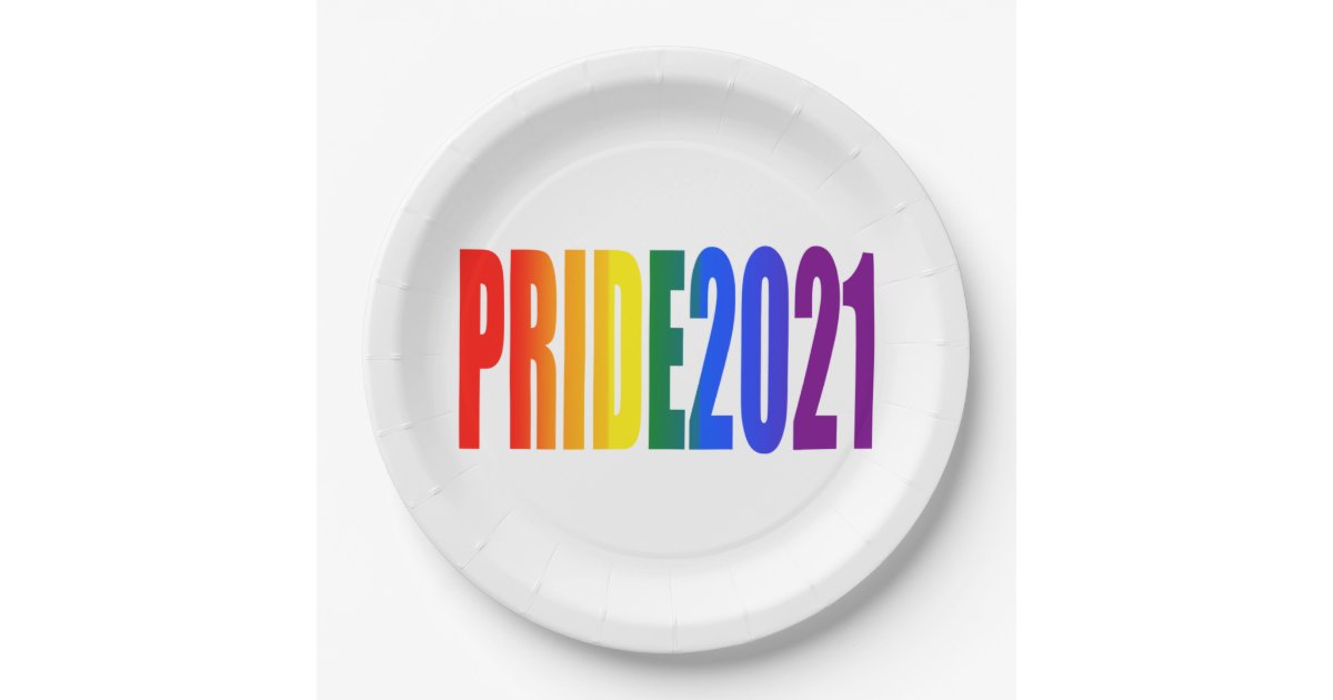 LGBT Gay Pride 2021 Rainbow Flag LGBTQ Party Paper Plate ...