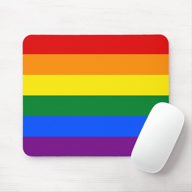 LGBT Gay Pride 6-Stripe Rainbow Flag Mouse Mat (With Mouse)