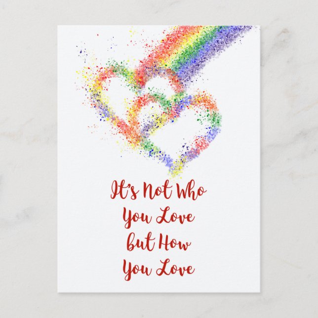 Lgbt Gay Pride Beautiful Rainbow Hearts & Quote Postcard (Front)