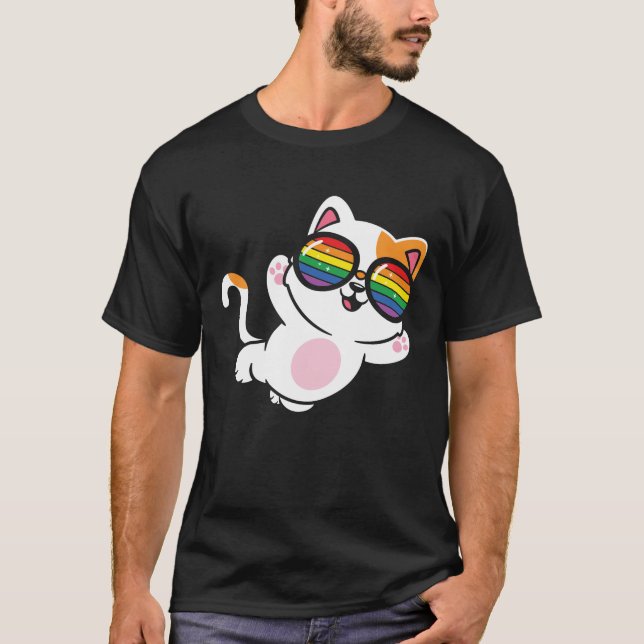 LGBT Gay Pride Cat Lover 1 T-Shirt (Front)