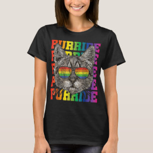 LGBT Gay Pride Cat Purride Cat Funny LGBTQ Men Wom T-Shirt