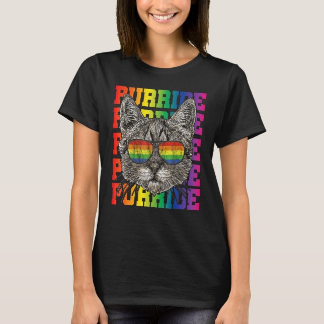 LGBT Gay Pride Cat Purride Cat  LGBTQ Men Women T-Shirt (Front)